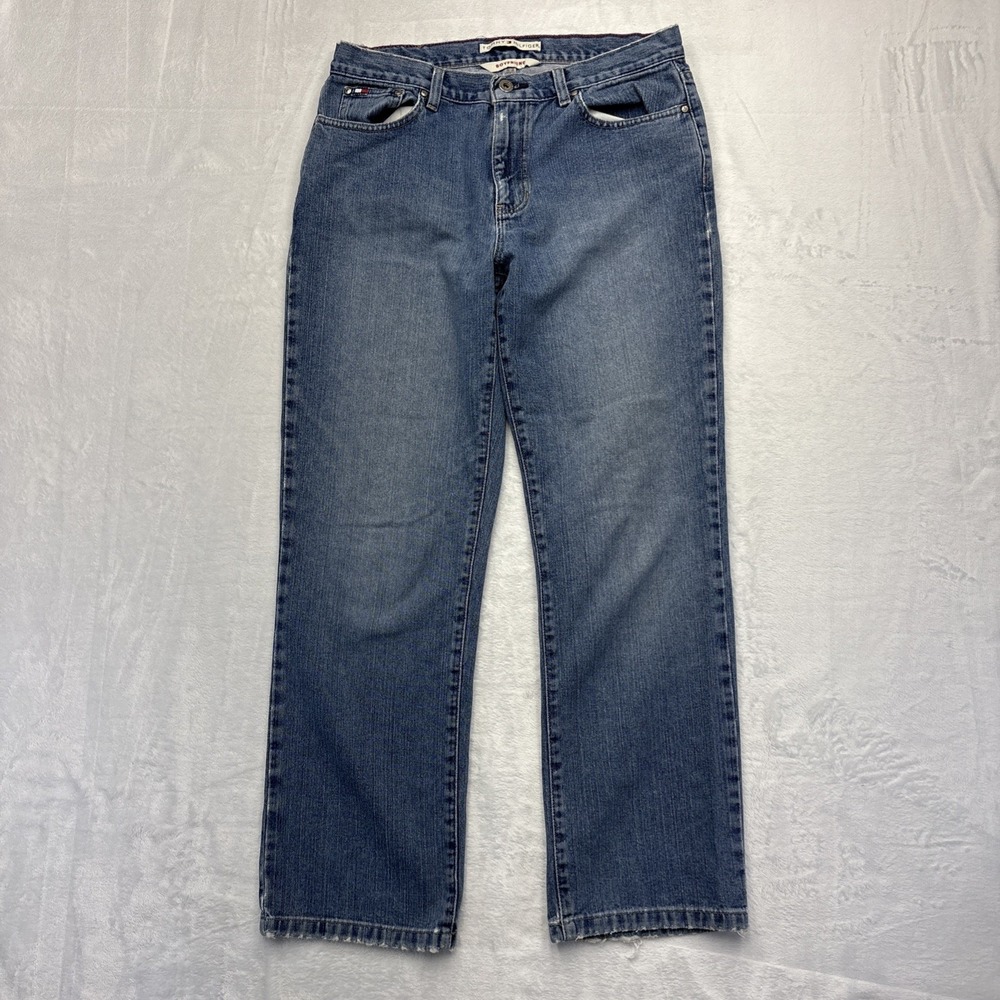 Vtg Tommy Hilfiger Boyfriend Jeans Womens Y2K Mid Rise Light Wash Straight